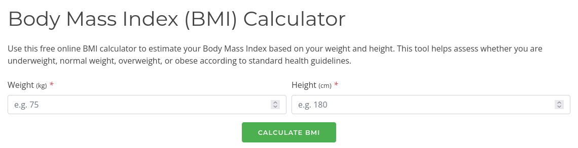 Free Online BMI Calculator